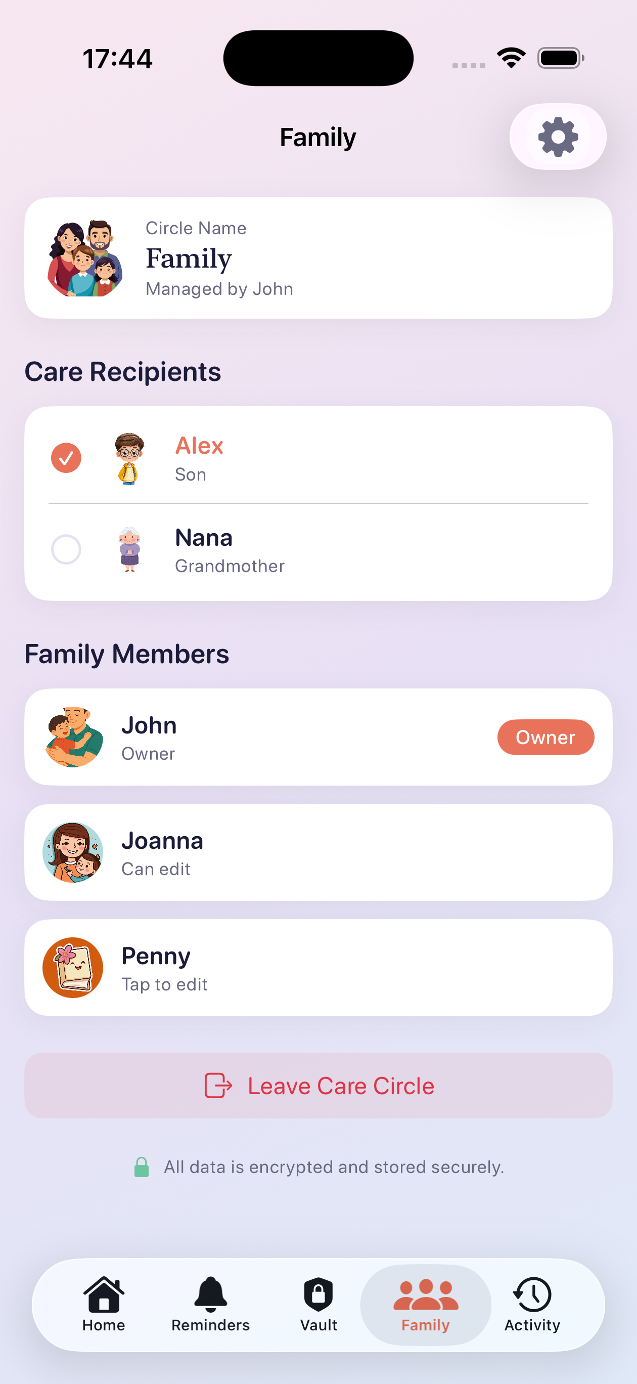 Family members and care recipients in one shared space
